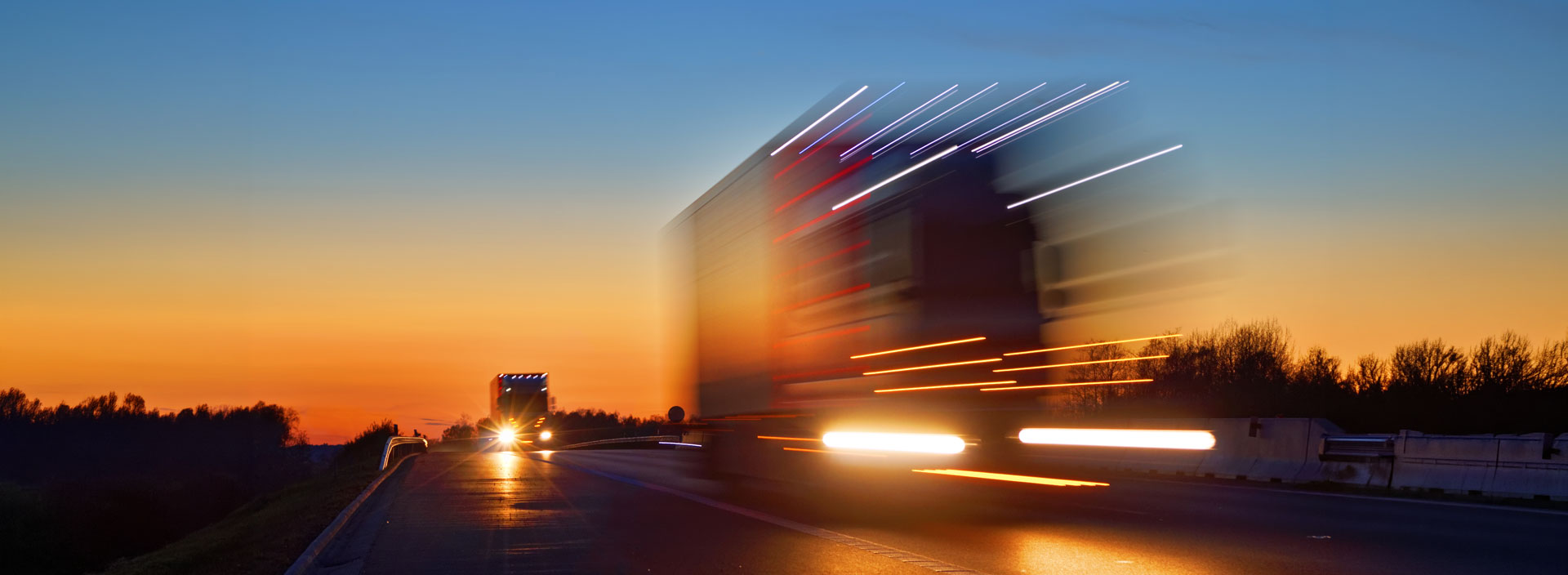 Sensi Camion Autoroute Coucher Soleil Carrosserie Sensi